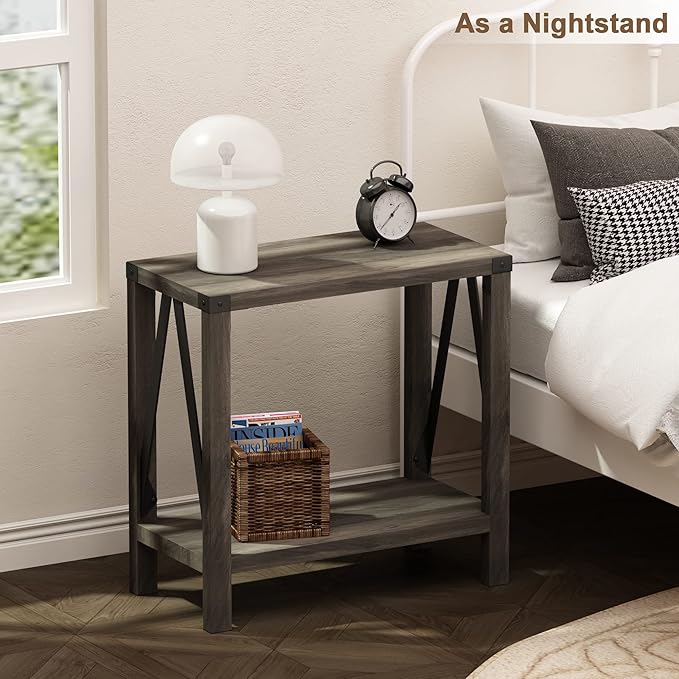ChooChoo Farmhouse End Table for Small Spaces, Narrow Side End Table - Image 6