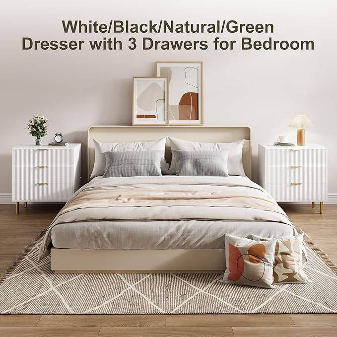 White Dresser, Modern 3 Drawer Dresser - Image 6