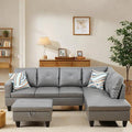 L Shaped Sectional Couch with Otttoman, Apartments, Dark Grey by FONTOI