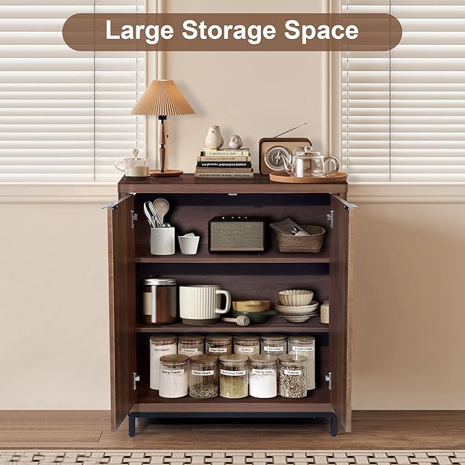 Buffet Cabinet with Storage Accent Sideboard Modern Credenza with 2 Doors & 3 - Image 4