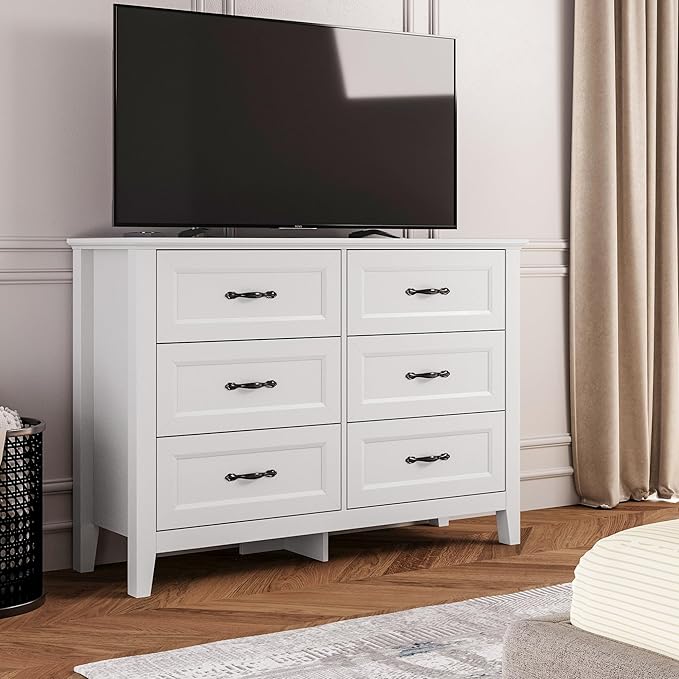 LINSY HOME 6 Drawers Dresser for Bedroom, Modern Farmhouse Dresser TV Stand - Image 7
