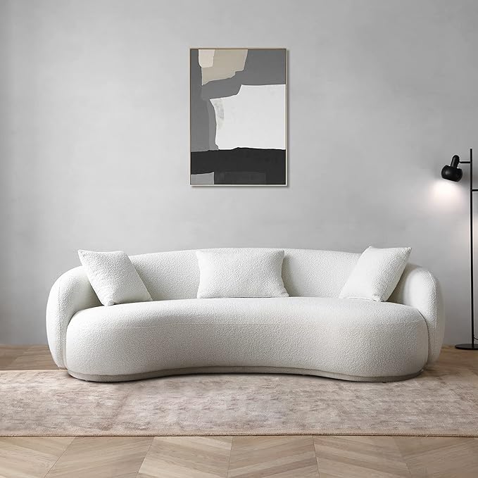 Acanva Mid Century Modern Curved Living Room Sofa, 4-Seat Boucle Fabric Couch by acanva