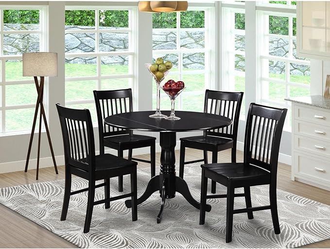 East West Furniture DLNO5-BLK-W 5 Piece Dinette Set - Image 6