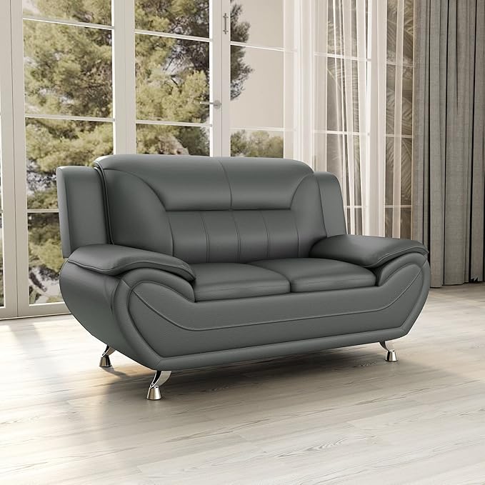 Container Furniture Direct Michael Modern Faux Leather Upholstered Stainless - Image 13