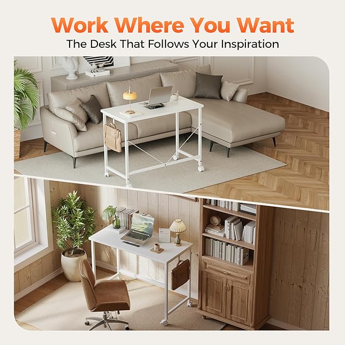 Rolling Computer Desk with Wheels, Gaming Desk - Image 3