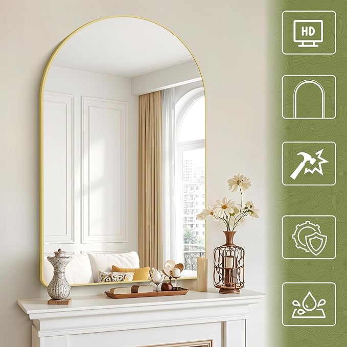 Arched Bathroom Mirror, Wall Mounted Mirror, Living Room, Vertically Hanging - Image 3