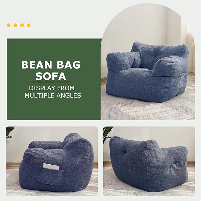 HIGOGOGO Giant Bean Bag Chairs for Adults, Big Comfy Chair Sofa for Bedroom - Image 4