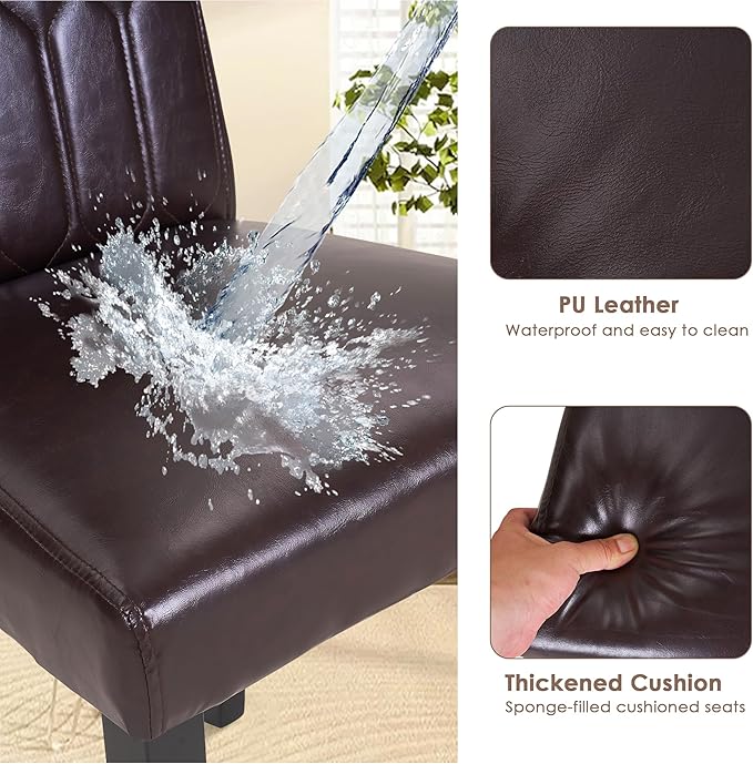 VECELO Upholstered Dining Chairs Set of 2, Modern PU Leather Accent Parsons - Image 5
