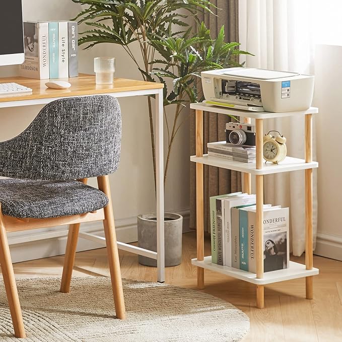 IBUYKE 3-Tier Side Table, Solid Wood Tall End Table - Image 5