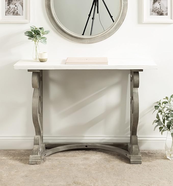 Kate and Laurel Wyldwood Solid Wood Farmhouse Console Table, Distressed White - Image 7