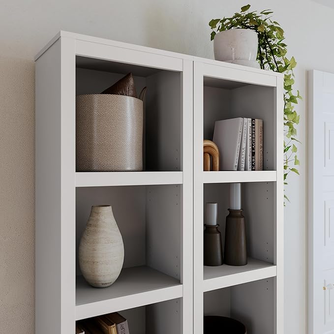 Prepac Moda 80" Tall 5-Tier Narrow Bookcase in White, Modern Storage Accent - Image 5