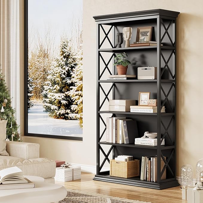 Little Tree 6-Tier Bookcase, 71 Inches Industrial Bookshelves, Floor Standing - Image 4