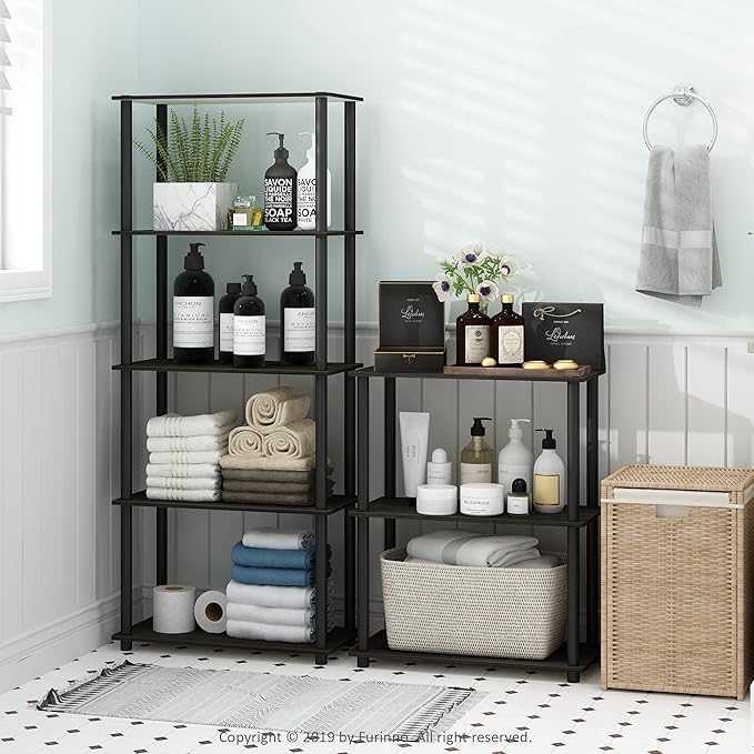 Furinno Turn-N-Tube Display Rack, 3-Tier Single, Espresso/Black - Image 2
