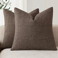 Foindtower Set of 2 Decorative Linen Check Throw Pillow Covers Neutral by Foindtower