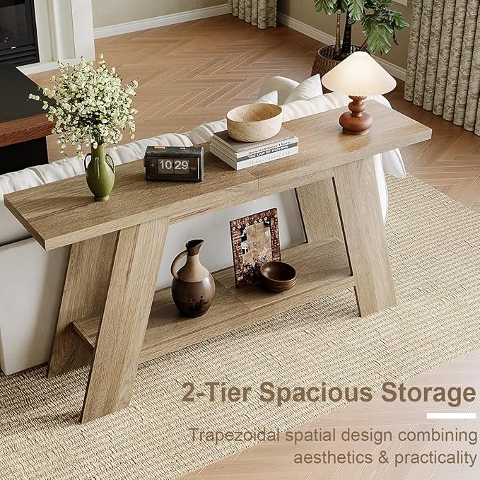 Treocho 63 Inch Long Farmhouse Console Tables - Image 5