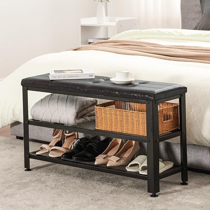 Apicizon 35.5" Shoe Rack Bench, 3-Tier Entryway Bench, - Image 5