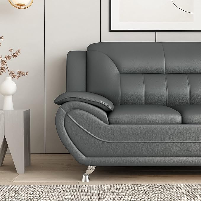 Container Furniture Direct Michael Modern Faux Leather Upholstered Stainless - Image 8