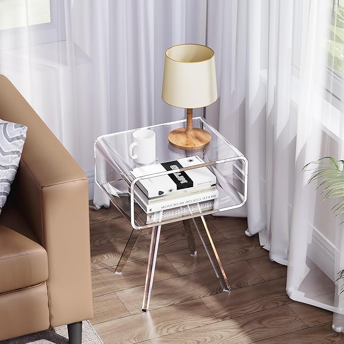 Acrylic Side Table, Acrylic Nightstand Bedside Table - Image 7