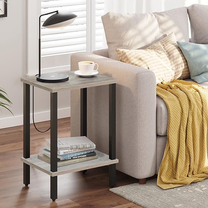 TUTOTAK End Table, Side Table, Nightstand, 2-Tier Storage Shelf, Sofa Table - Image 7