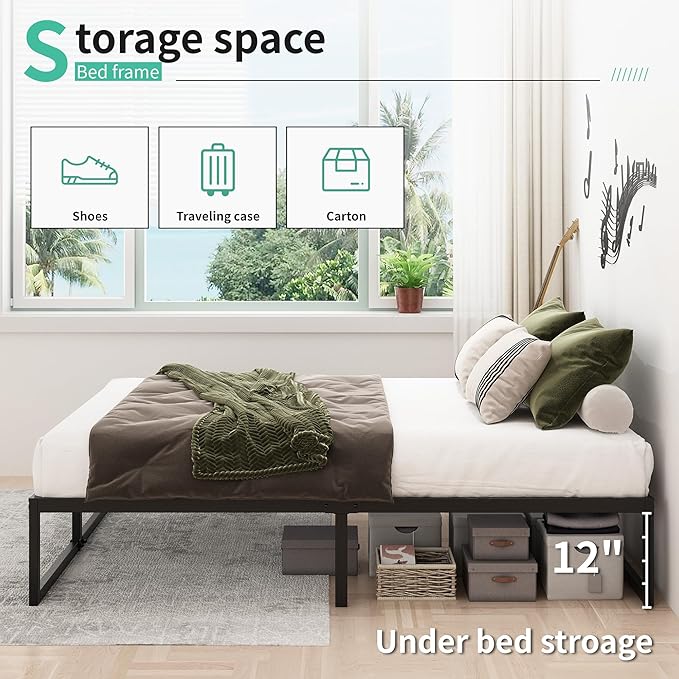 14 Inch King Bed Frame Sturdy Mattress Foundation, Heavy Duty Metal Platform - Image 3
