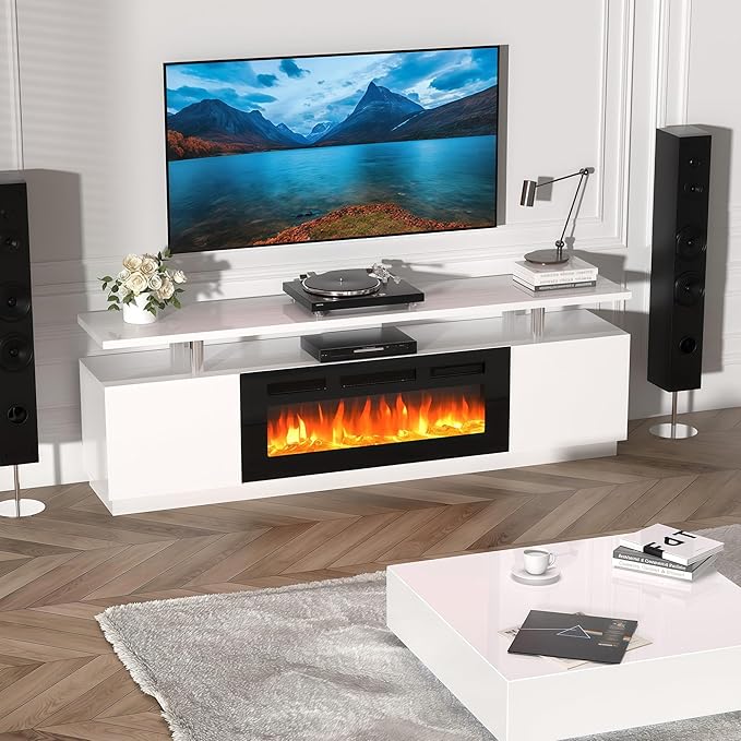 70" Fireplace TV Stand for TVs Up to 80", Entertainment Center - Image 7