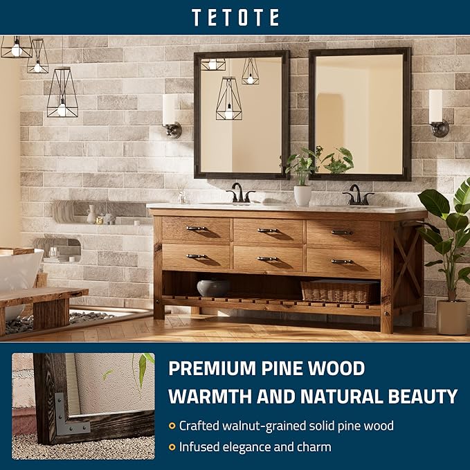 TETOTE 30 x 36 Black Wooden Mirror - Image 2