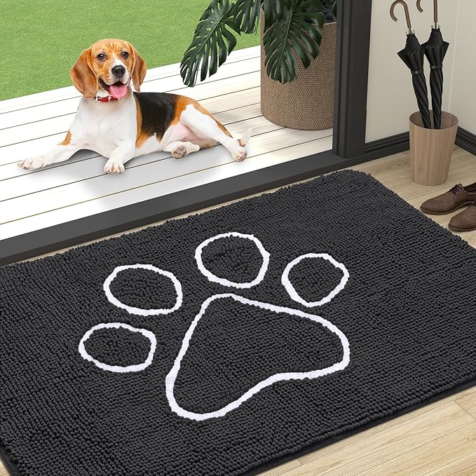 OLANLY Door Mat for Muddy Dog Paws 47x32, Ultra Absorbent Chenille Mud Doormat by OLANLY