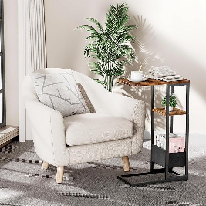 C Shaped End Table, Small Side Table - Image 2