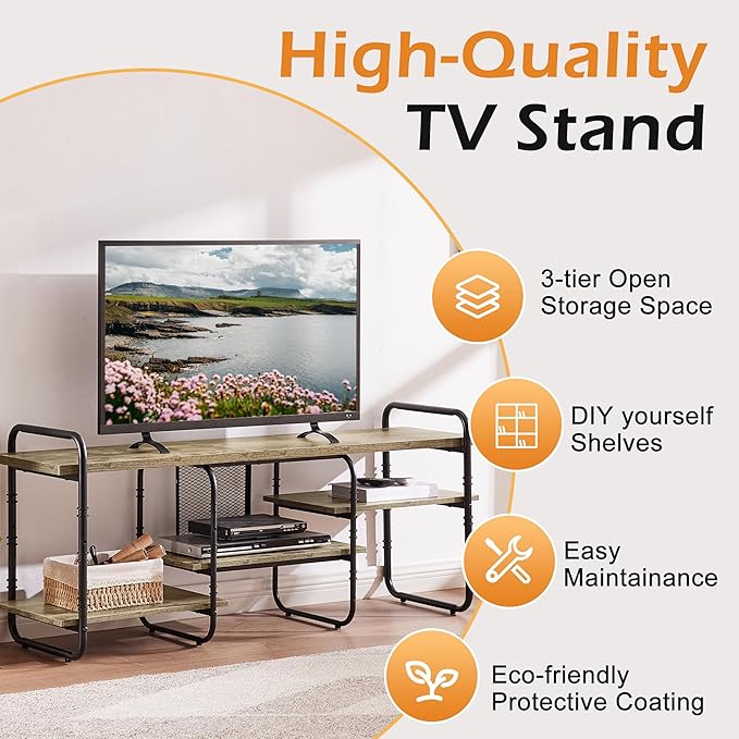 VECELO TV Stands for 75 Inch, Entertainment Center/Media Console Table - Image 5