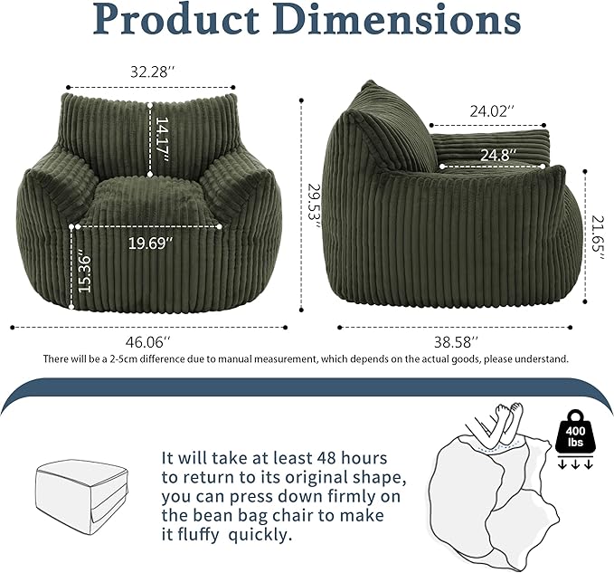 Giant Plush Bean Bag Chair for Adults - Image 2