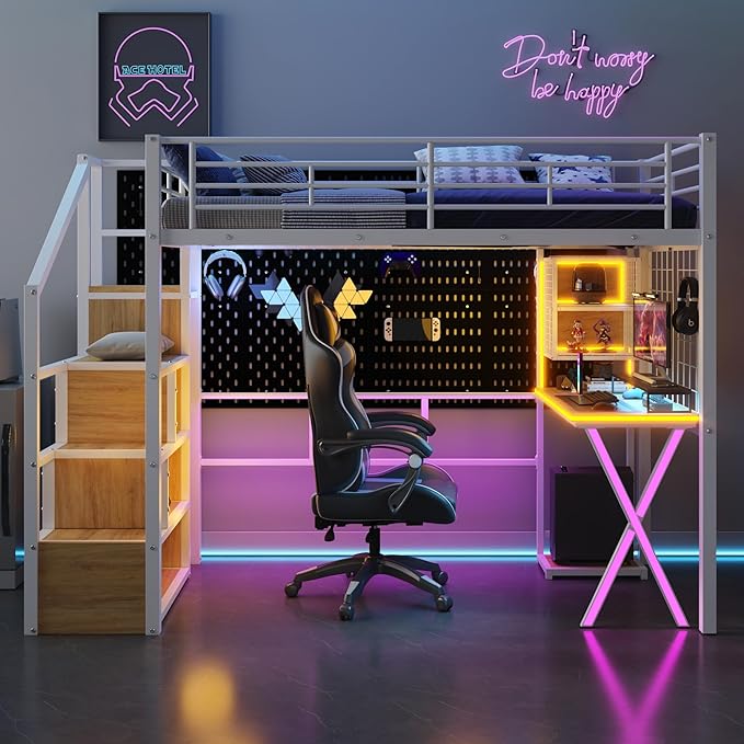 Merax Twin Size Metal Loft Bed - Image 3