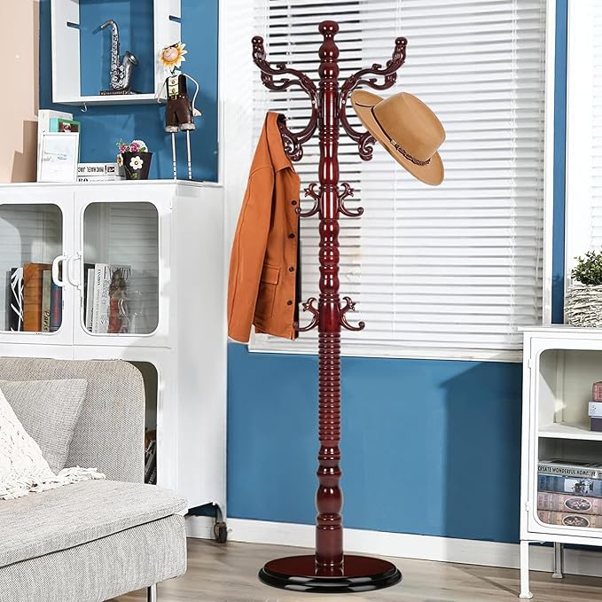 Solid Wood Coat Rack, Coat Racks Free Standing by VKETU