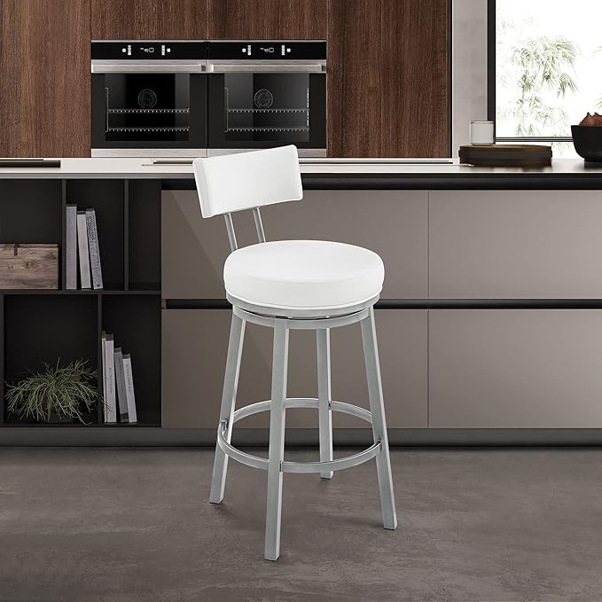 Armen Living Dalza Swivel Counter or Bar Stool in Cloud Finish - Image 2