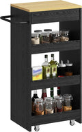 IRONCK Wood Storage Cart, 4 Tier Rolling Kitchen Cart on Wheels, Slide Out by IRONCK