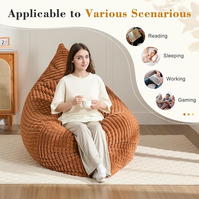 3-in-1 Giant Bean Bag Chair for Adults & Kid, Convertible Floor Sofa to Mattress - Image 3