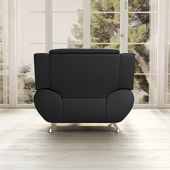 Container Furniture Direct Michael Modern Faux Leather Upholstered Stainless - Image 4