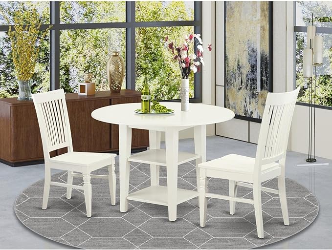 East West Furniture SUWE3-LWH-W 3 Piece Modern Dining Table Set Contains a - Image 6
