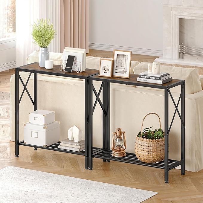 Tajsoon Console Table, 2 Tier Small Hallway Table, Narrow Sofa Table - Image 2