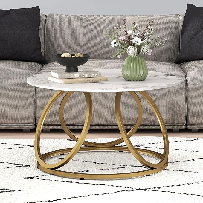OIOG Round Coffee Table for Living Room, Modern Coffee Table - Image 6