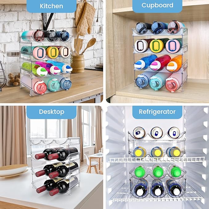 Water Bottle Organizer for Cabinet, 4 Pack Water Bottle Organization and - Image 6