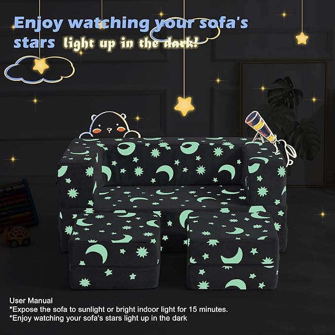 Kids Couch, Glow in The Dark Modular Kids Explore Sofa - Image 6