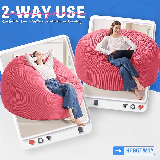 HABUTWAY 6FT Bean Bag Chair, Giant Bean Bag Chairs - Image 3