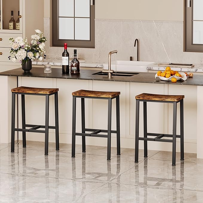 Homeiju Bar Stools, Counter Height Bar Stools Set of 2, 23.6 Inch Saddle Stools - Image 6