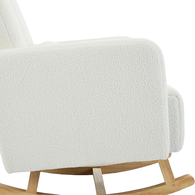 Christopher Knight Home Mapo Wooden Rocking Chair Indoor, Teddy Upholstered - Image 15