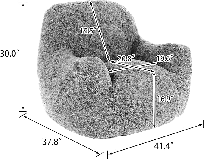 Furniliving Bean Bag Chair, Giant Bean Bag Chair Stuffed Floor Sofa - Image 2