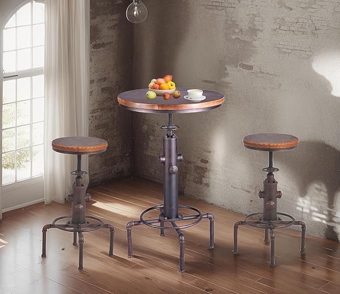 Topower Industrial Bar Table 31.5-41.3" Adjustable Pub Table Kitchen Dining - Image 6