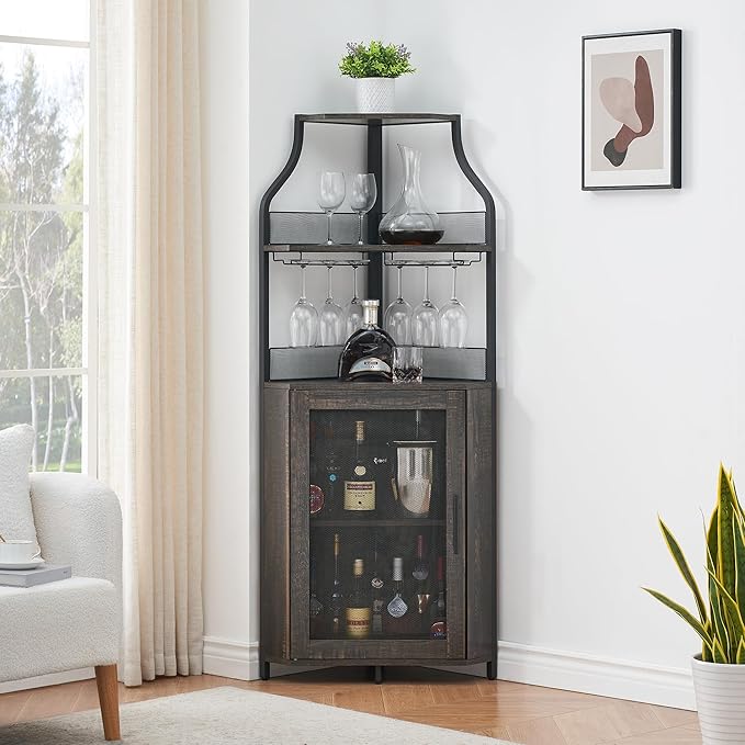 GarveeHome Corner Wine Bar Rack Cabinet - Image 7