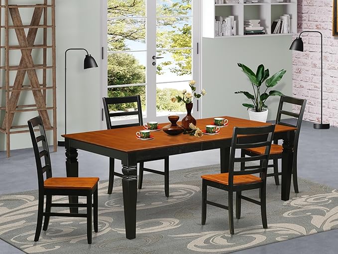 East West Furniture LGPF5-BCH-W 5 Piece Modern Dining Table Set Includes a - Image 2