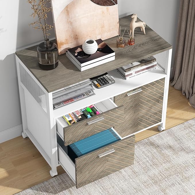 Tribesigns L Shaped Desk with Drawer Cabinet, 2 Piece Home Office Furniture - Image 5