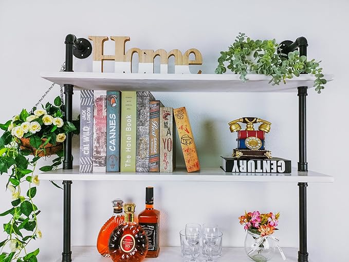 6 Tier Industrial Ladder Shelf Bookcase, Wall Mounted Rustic Bookshelf - Image 5